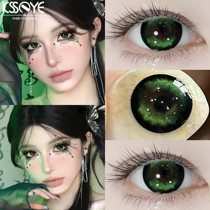KSSEYE 1 paire de lentilles de Contact de couleur avec dioptrie myopie yeux Cosplay jaune vert et ro