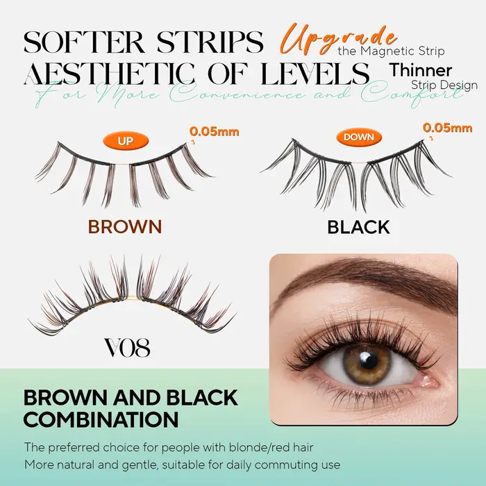 VYRILA mise à niveau des cils magnétiques marron/noir cils magnétiques doux réutilisables avec appli