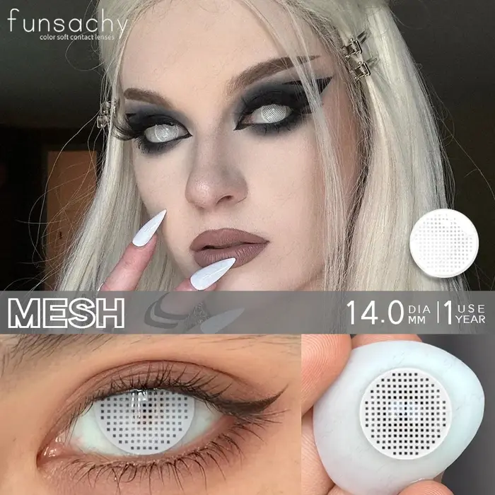 FUNSACHY Cosplay lentilles noires aveugles Anime lentille de couleur des yeux blancs