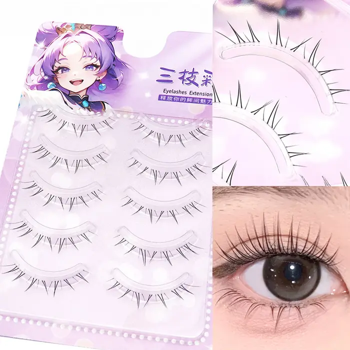 5 paires de faux cils inférieurs de dessin animé Antique