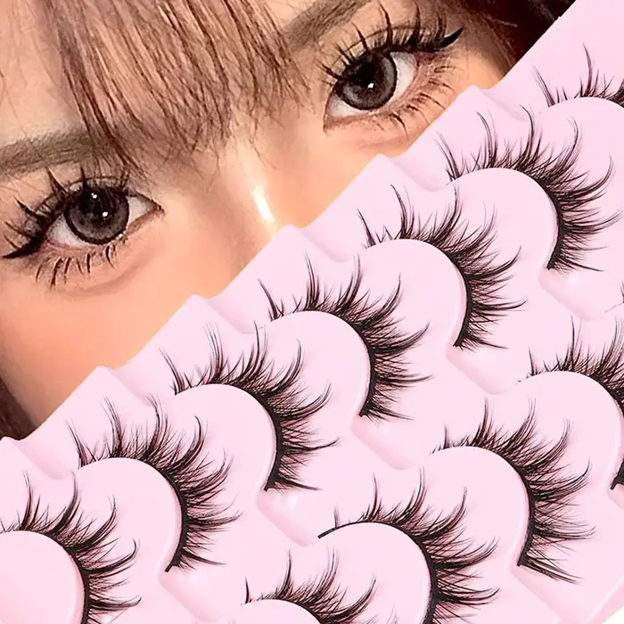 Faux cils d'aspect naturel, Anime vaporeux, moelleux, pointes, Volume 3D, Pack de 7 paires, coréen, 