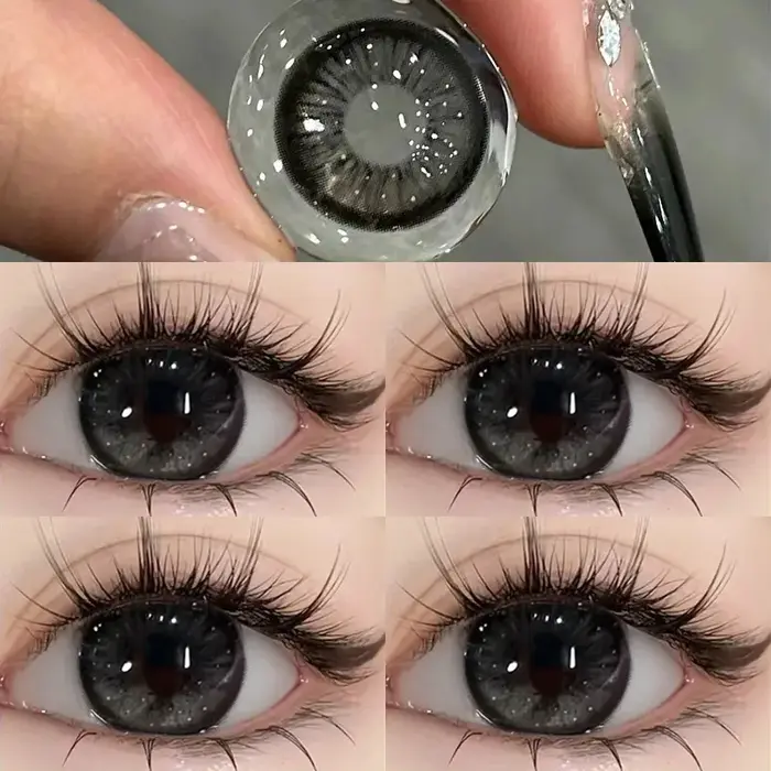 YIMEIXI 2 pièces lentilles de Contact de couleur noir de grand diamètre pour les yeux beauté élève lentille de maquillage annuel naturel avec dioptrie de myopie nouveau