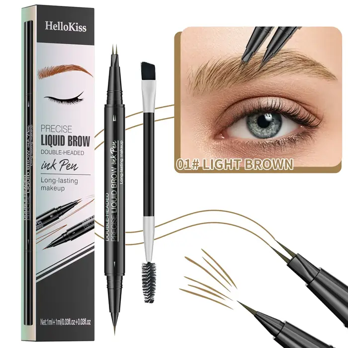 Crayon à sourcils 2 en 1 imperméable, résistant à l'eau et à la transpiration, pour un look naturel 