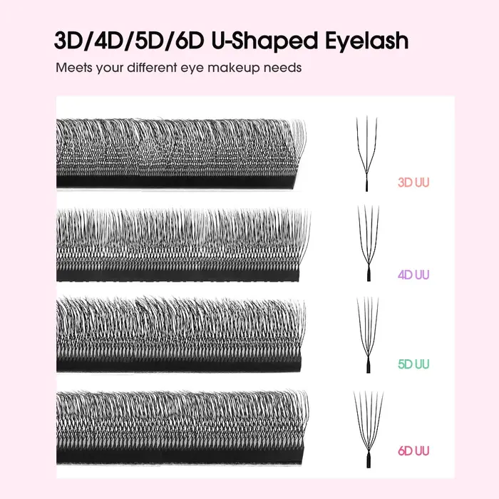 Merrdear 3D/4D/5D/6D U cils 8-15mm longueur mixte U conception sans dispersion racines Extensions De Pestanas pour le maquillage De beauté