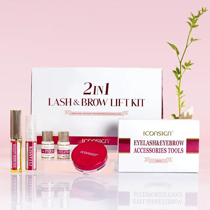 ICONSIGN 2IN1 professionnel rapide Perming cils et brun Kit de sauvetage durable 6-8 semaines Mascara levage