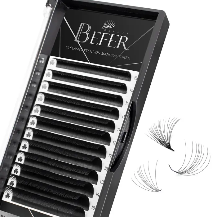 Befer Beauty Volume Extension de cils en éventail 8-16mm noir mat moelleux doux naturel Fournitures d'extension