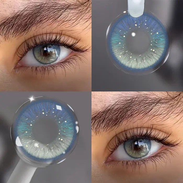 Visuashow Iris Lentilles de contact colorées bleues naturelles de conception coréenne