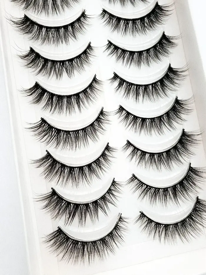 HBZGTLAD 10 paires Faux vison Faux cils naturel Long maquillage 3d vison cils Extension cils courts
