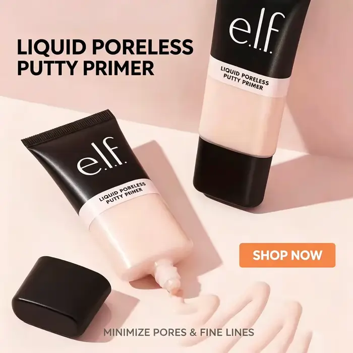 e.l.f. Base de maquillage liquide à texture crème, minimisant les pores, contrôle de l'excès de sébum, pour une peau impeccable.