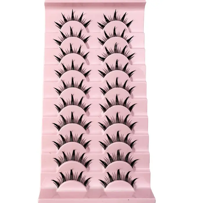 Faux Cils Naturels Doux et Croisés avec Bande Transparente