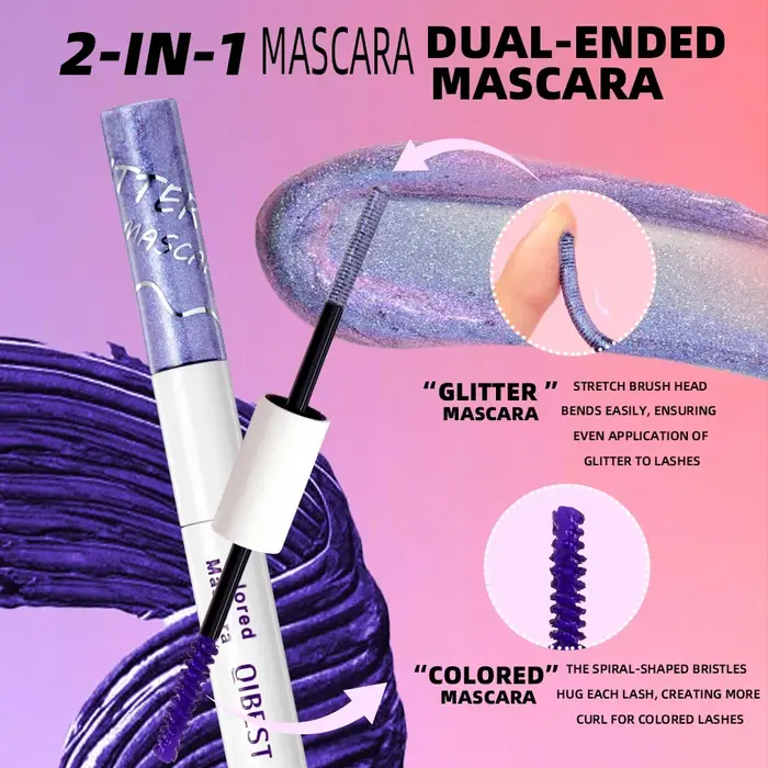 QIBEST Mascara double embout coloré pour extension de cils