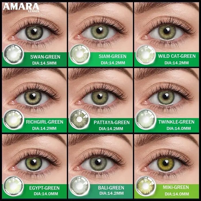 AMARA lentilles de contact de couleur verte naturelle pour les yeux