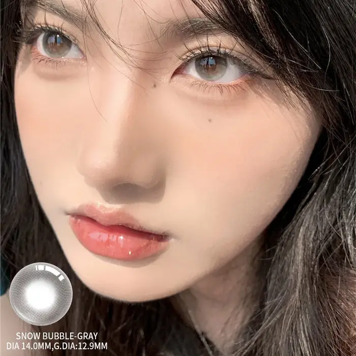 1 paire/2 pièces nouvelles lentilles de contact de couleur pour les yeux de la série Bubble mode élèves gris naturel