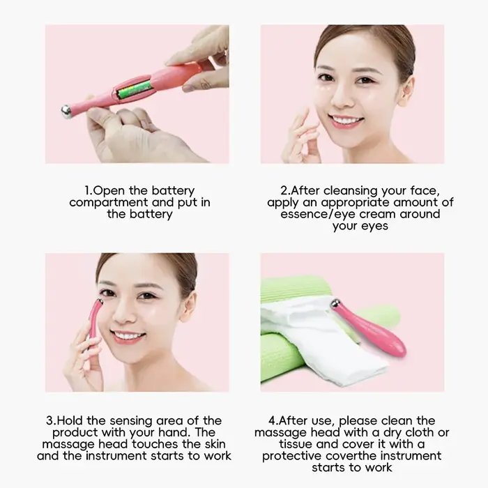 Masseur facial électrique, instrument de beauté à infusion ionique pour les yeux, relaxation des yeux, cernes, poches sous les yeux, anti-âge, massage des yeux