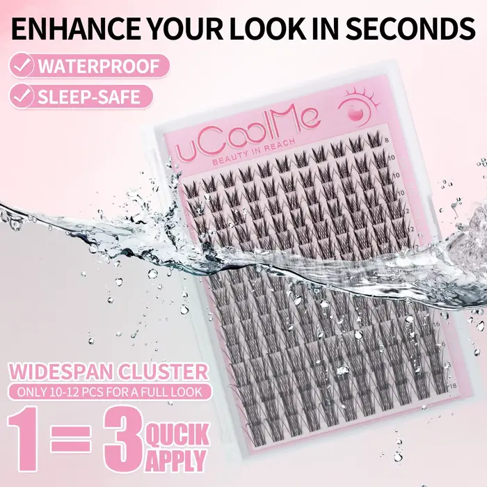UCoolMe cils Aphrodite 154 pièces Kit de grappes avec dissolvant de liaison et de joint longue durée