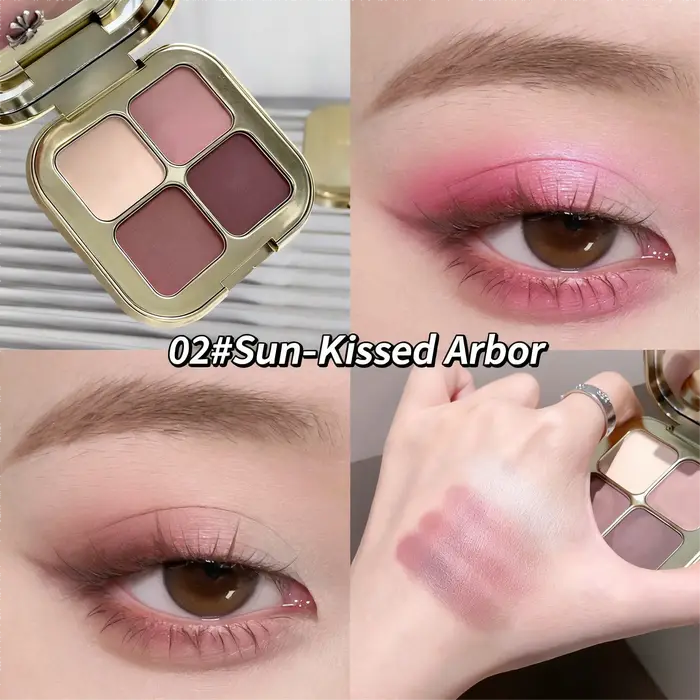 Palette de fards à paupières fins et scintillants, 4 couleurs, mat, couleur chocolat, maquillage lon