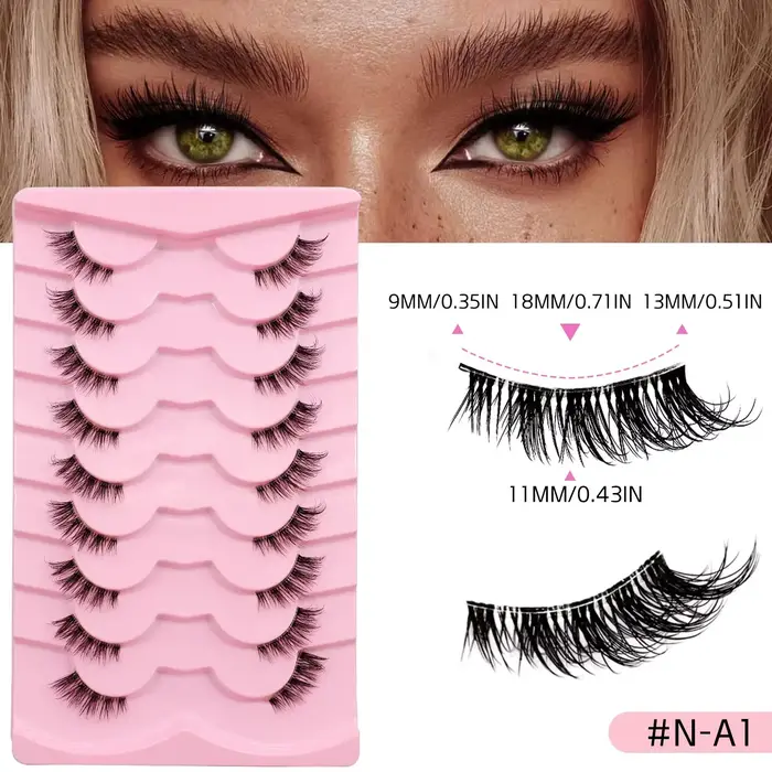 Veltrinay – demi-cils naturels pour chat, doux et vaporeux, avec bande Invisible transparente, faux
