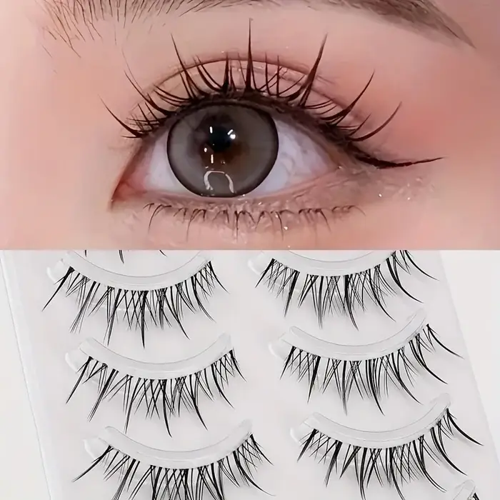5 paires de faux cils transparents en forme de vague pour extension - réutilisables