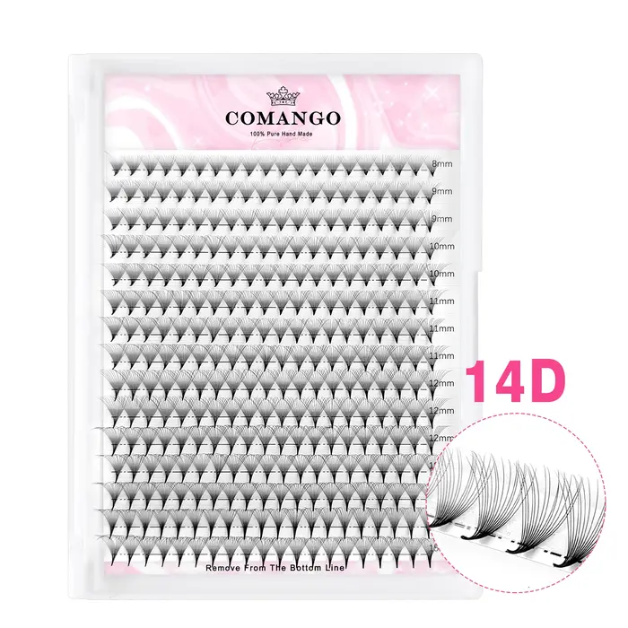 300Fans préfabriqués volume fans vison vaporeux base pointue cils extension 3D / 6D / 10D / 12D / 14D / 16D maté