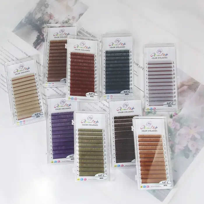 GLAMLASH – faux cils colorés gris Morandi, Extension de cils naturels individuels