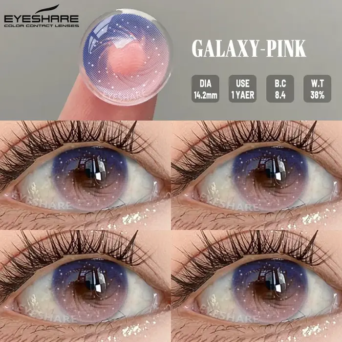 EYESHARE 1 paire de lentilles de Contact violettes pour les yeux rose
