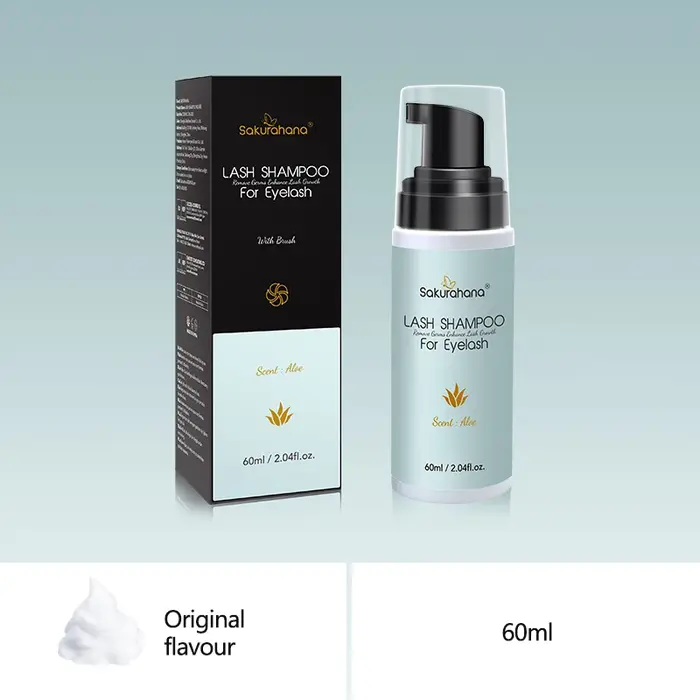 SAKURAHANA Shampooing pour cils 60 ml Extension de cils Mousse de nettoyage en profondeur Mousse net