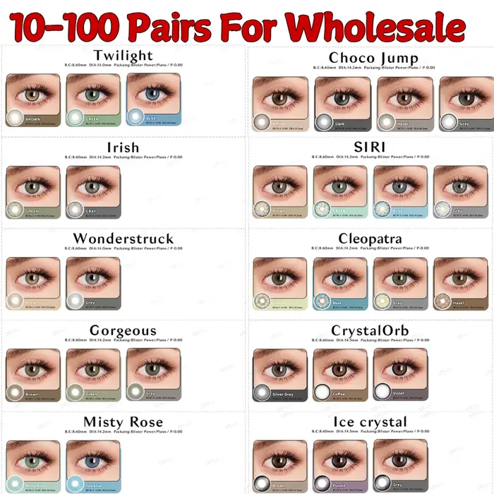 UYAAI 10-100 paires de lentilles de couleur pour les yeux, vente en gros, lentilles de maquillage Co