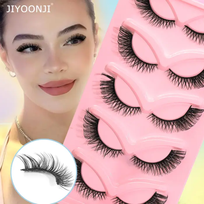 5 paires de faux cils longs naturels style croisé et style renard