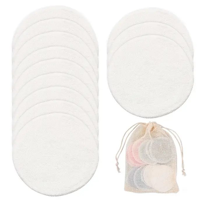 Tampons démaquillants réutilisables en bambou, 12 pièces/paquet, tampons de démaquillage lavables ro