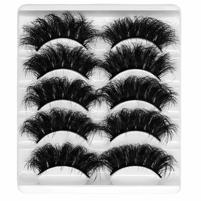 5 paires de cils Faux cils de vison longue durée cils de vison moelleux Volume dramatique Extension de cils épais longs