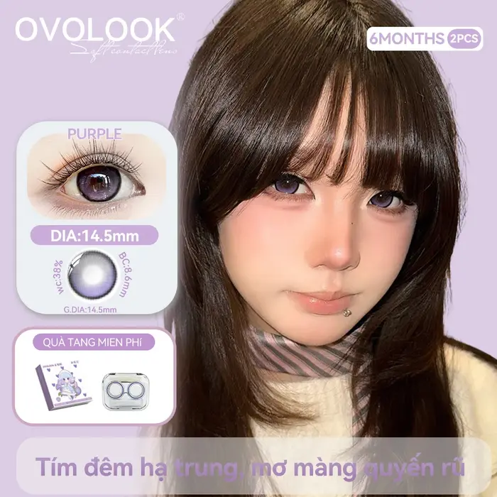 OVOLOOK - 2 lentilles de contact colorées de grand diamètre bleues/marron/grises/noires pour les yeux avec correction