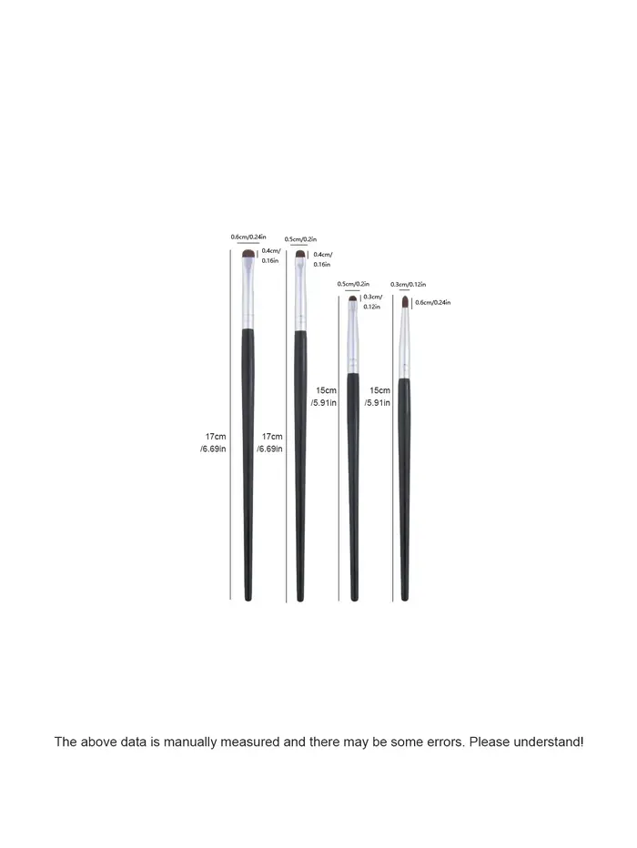 1 lot de 4 pinceaux de maquillage pour détails des yeux noirs