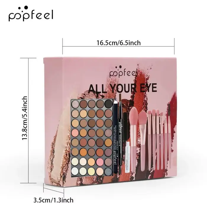 POPFEEL ensemble de maquillage pour les yeux 40 couleurs fard à paupières Palette crayon à sourcils Eyeliner stylo