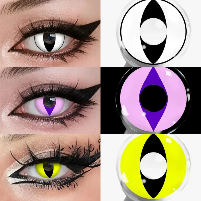 Lalens 1/2 paires de lentilles de contact colorées œil de chat 14,0 mm pour pupille petite, lentilles colorées pour cosplay d'anime, fêtes, jeux de rôle, beauté des yeux