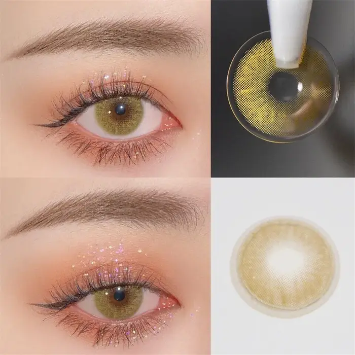 Lentilles de contact annuelles 10Ma Jiu Yellow Natural Color pour les yeux, lentilles de couleur pou