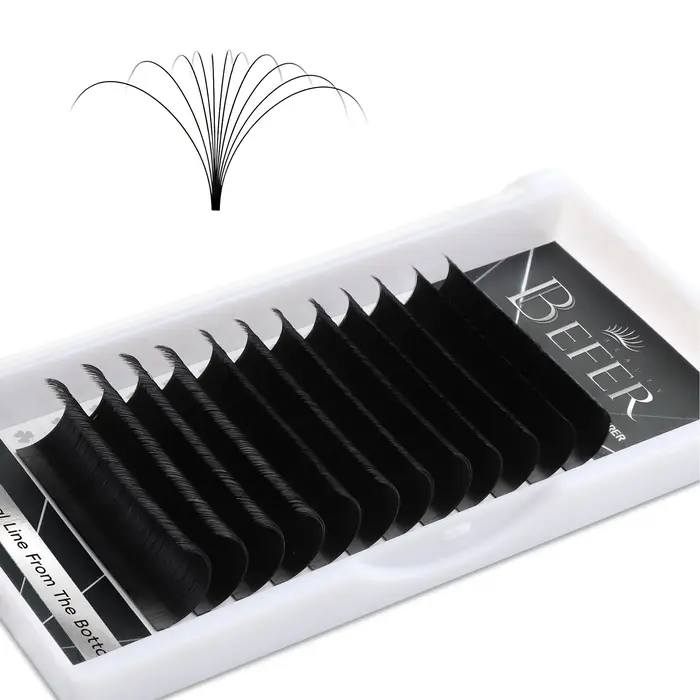 Befer Beauty Volume Extension de cils en éventail 8-16mm noir mat moelleux doux naturel Fourniture