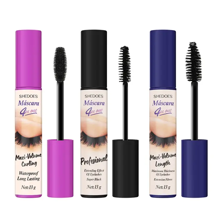 SHEDOES Mascara grand volume 3 pièces - Trois embouts de brosse, imperméable et résistant à la trans