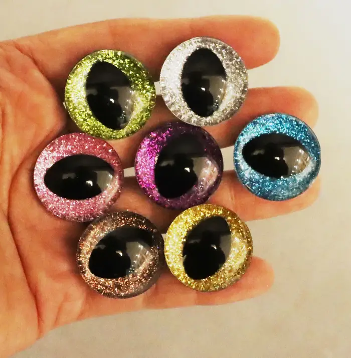 10 paires/lot d'yeux de chat 3D transparents de 10 mm à 30 mm, pupille noire, yeux d'animal de jouet avec rondelle de fixation - Option de taille et de couleur --N19