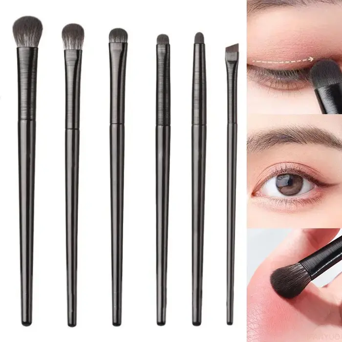 Ensemble de pinceaux de maquillage pour les yeux noirs, 6 pièces, pour contour professionnel, fard à paupières, Eyeliner, mélange Portable, outil cosmétique de beauté du visage
