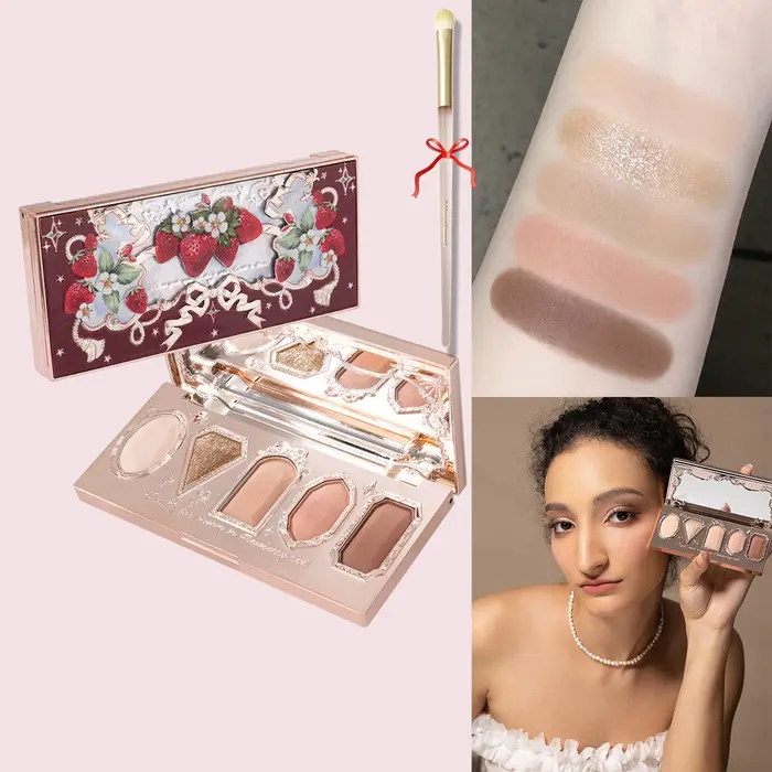 Flower Knows Swan Ballet Palette de Fards à Paupières Six Couleurs Finition Mate Brillant et Nacré Résistante à l’Eau Haute Pigmentation Tenue Longue