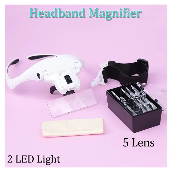 Extensions de cils 5 lentilles bandeau réglable loupe loupe lumière LED 1.5/2.5/3.5 loupes pour faux