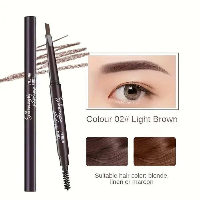 Crayon à sourcils double extrémité Easy-Glide, avec pointe triangulaire et brosse, parfait pour tous