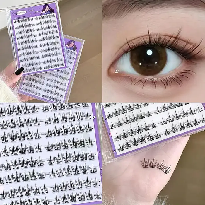 Gegebear faux cils sans colle, tournesol, Transparent naturel, fille épicée, cils épais et paresseux