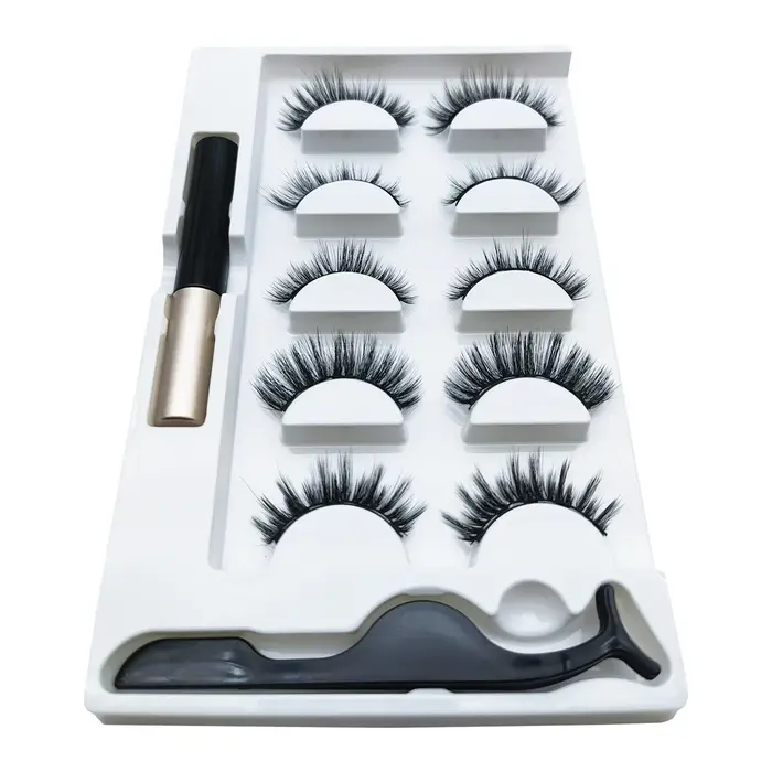 5 paires de faux cils magnétiques 8D