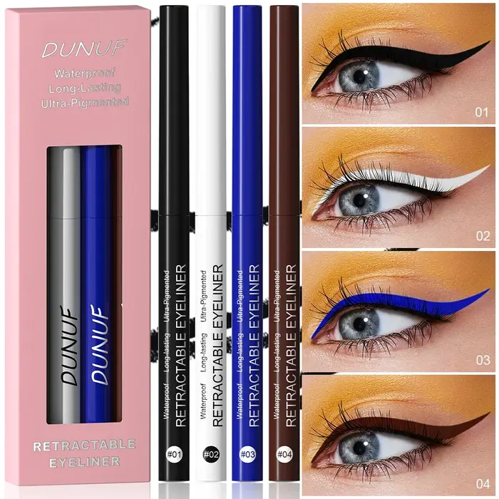 Eyeliner rétractable, crayon Eyeliner Durable et étanche, sans taches, doux, facile à utiliser, 4 pi