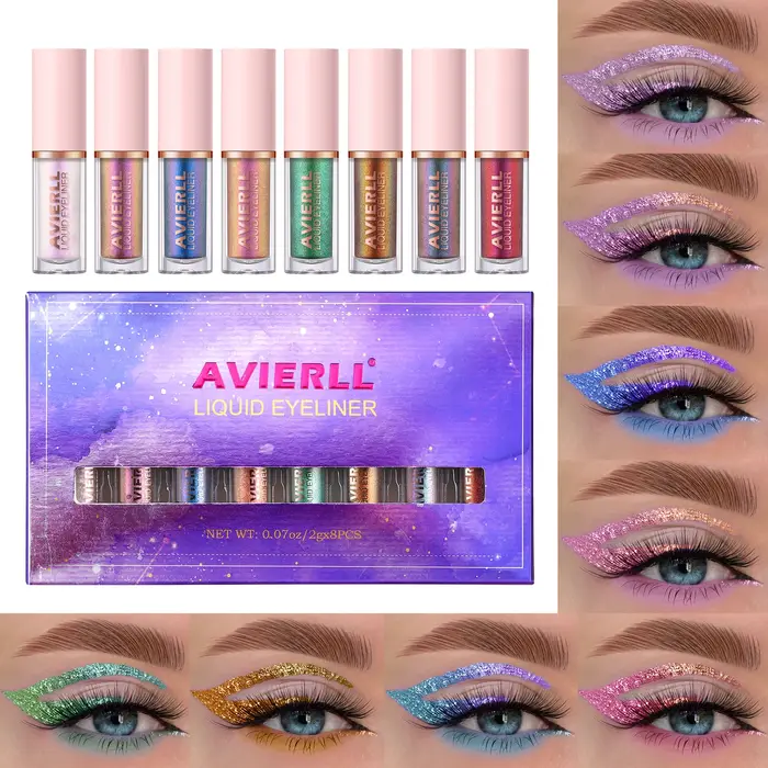 Ensemble d'eyeliner caméléon, 8 couleurs, fard à paupières liquide à paillettes scintillantes coloré
