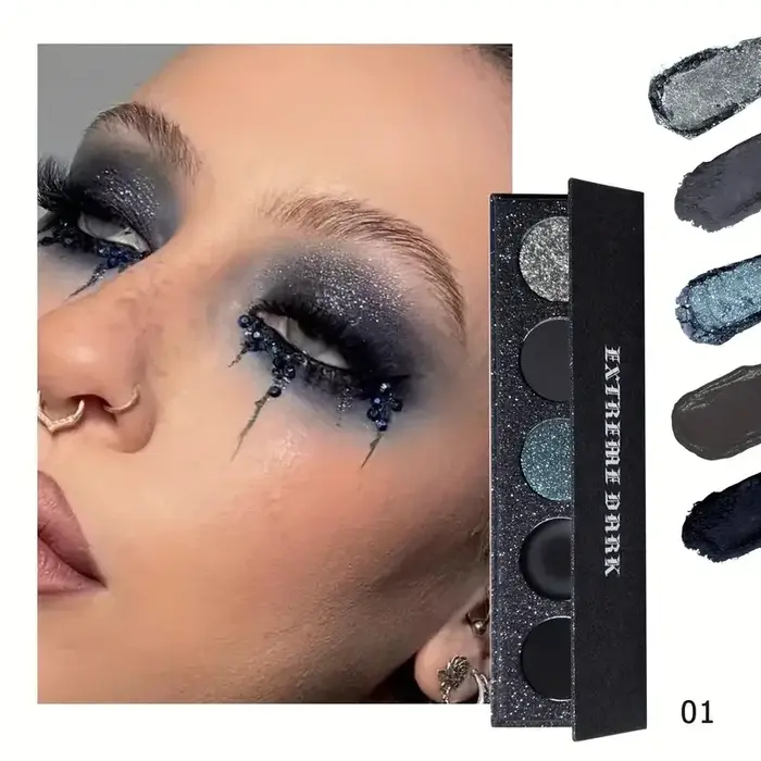 Palette de fards à paupières gothiques 5 couleurs – Palette de fards à paupières nacrés et fumés de 