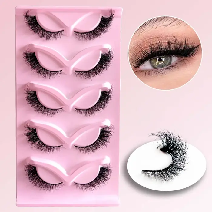 5 paires de faux cils en faux vison effet œil de chat