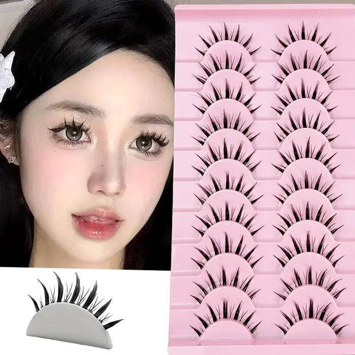 10 paires de faux cils de style anime diabolique