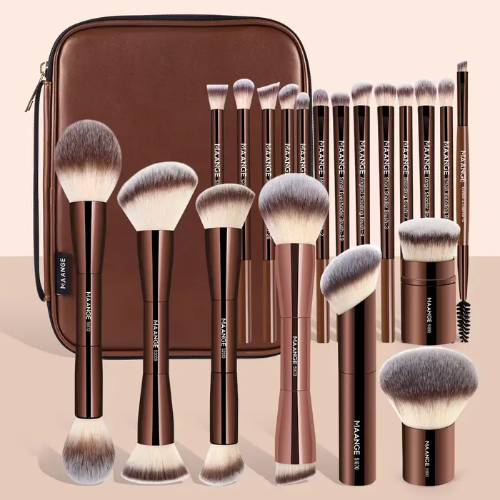 MAANGE Pro Kit de pinceaux de maquillage 20 pièces pinceaux avec sac de rangement double extrémité f